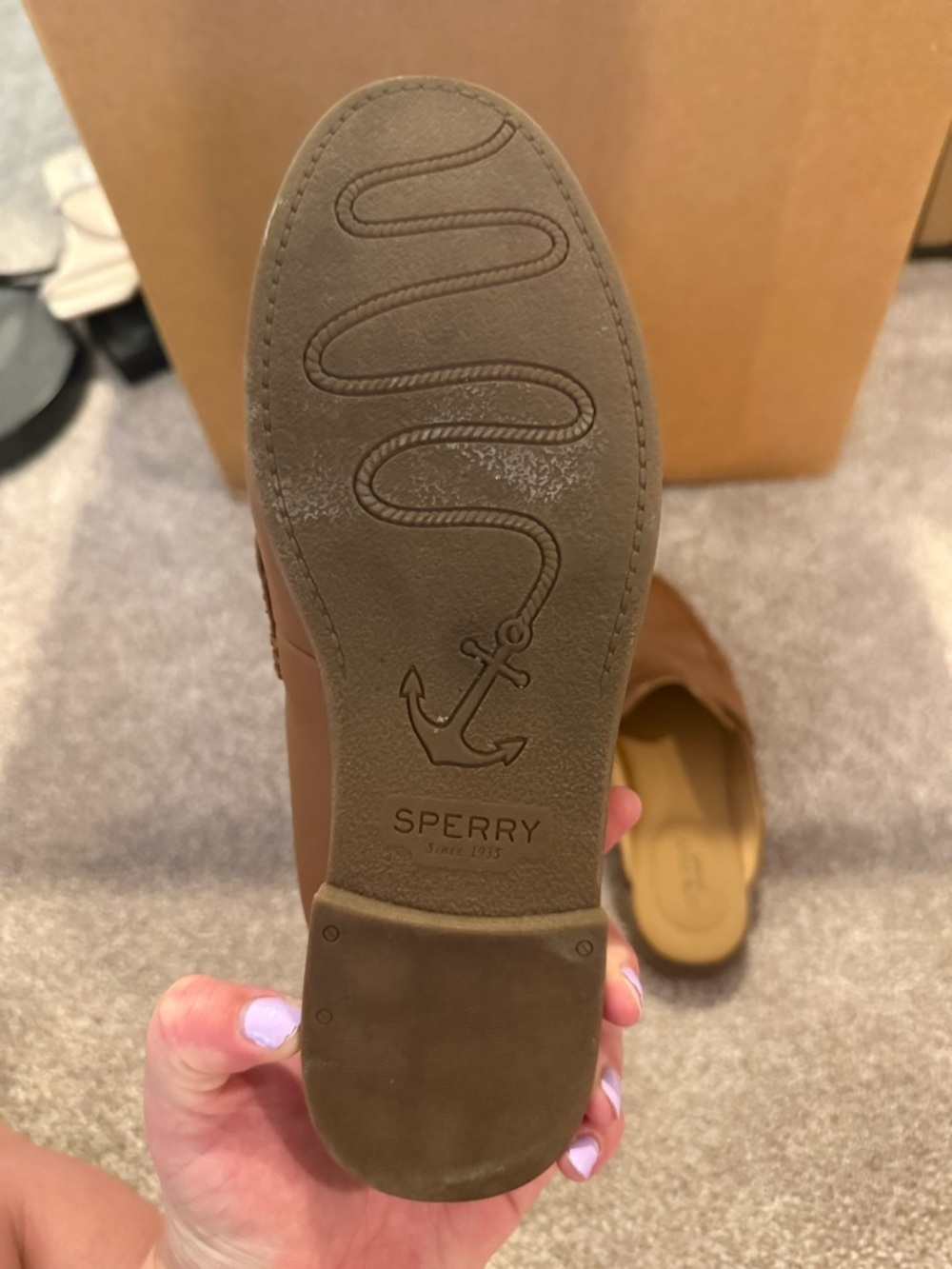 Sperry Women’s Tan Leather Slip-On Mules - Picture 3 of 4